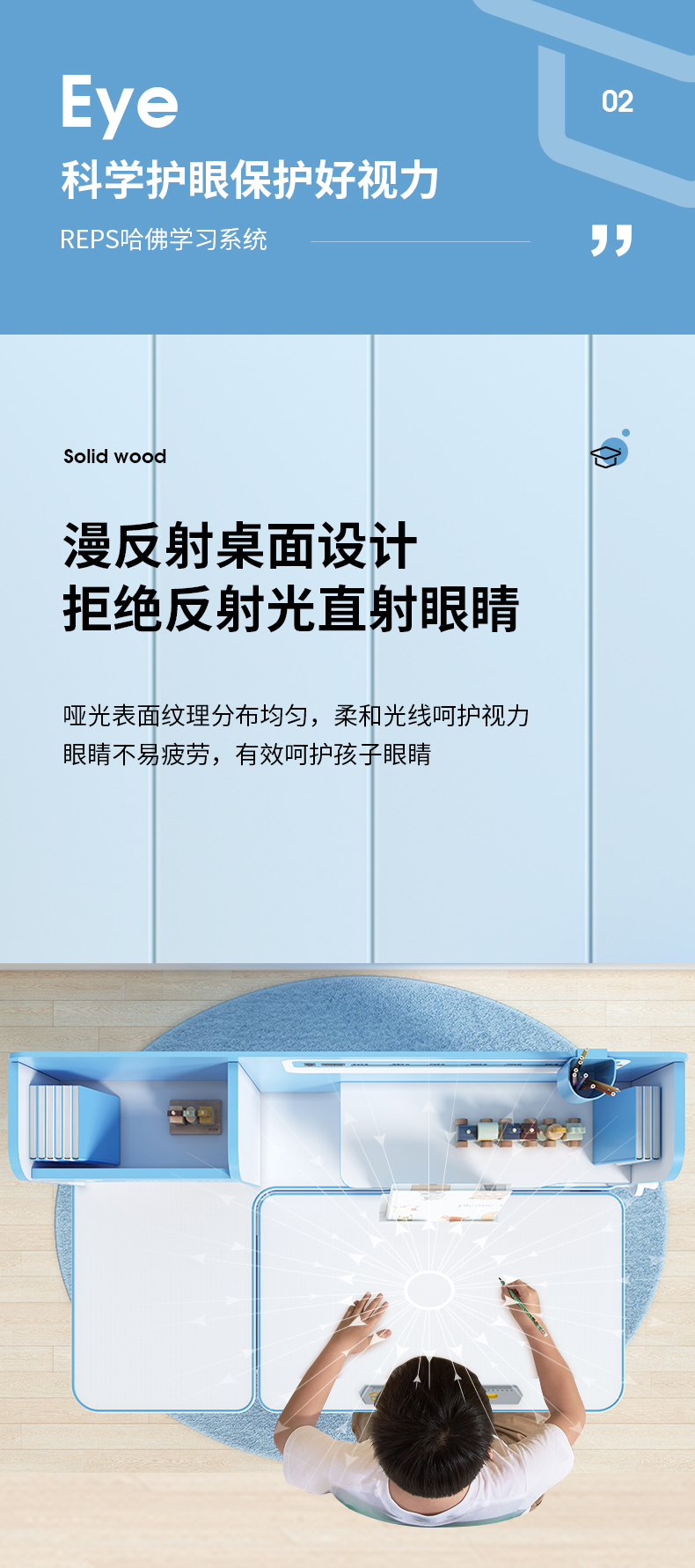 哈佛12008輕盈版學習桌微星面漫反射，更護眼